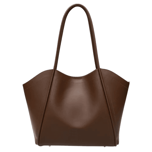 Flat lay product photo of women's handbag before AI processing