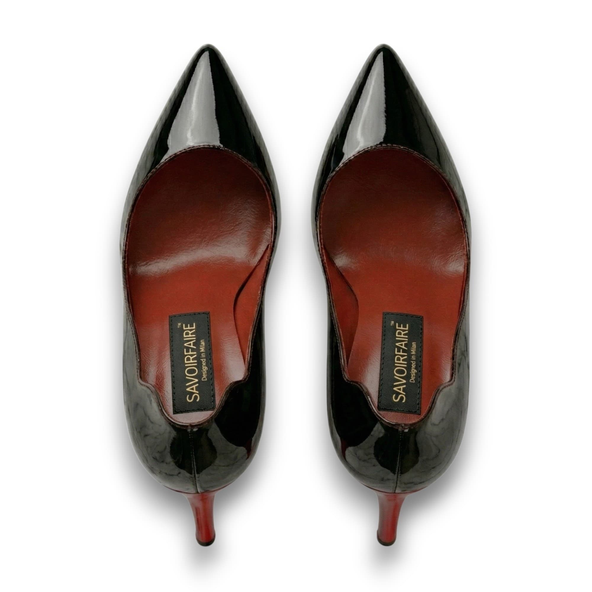 Flat lay product photo of heels before AI processing