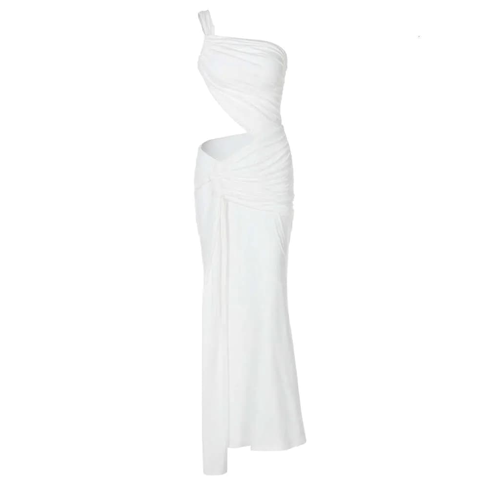 Flat lay product photo of white dress before AI studio processing